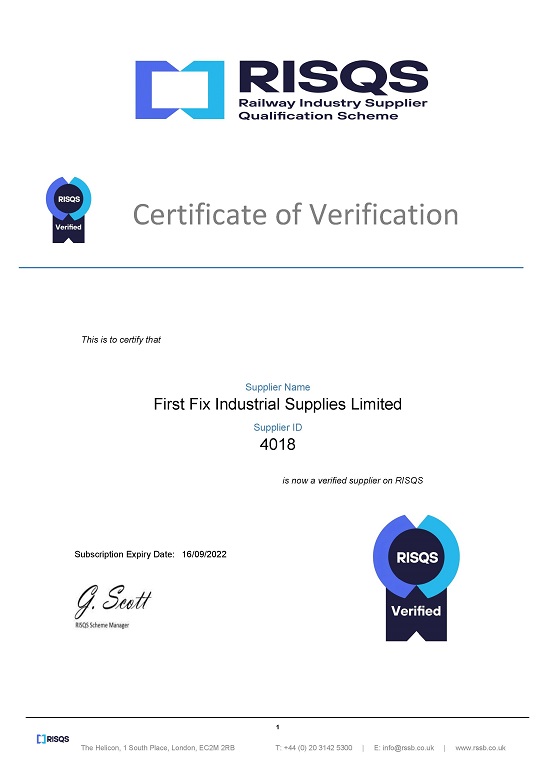 RISQS - First Fix Industrial Supplies Limited